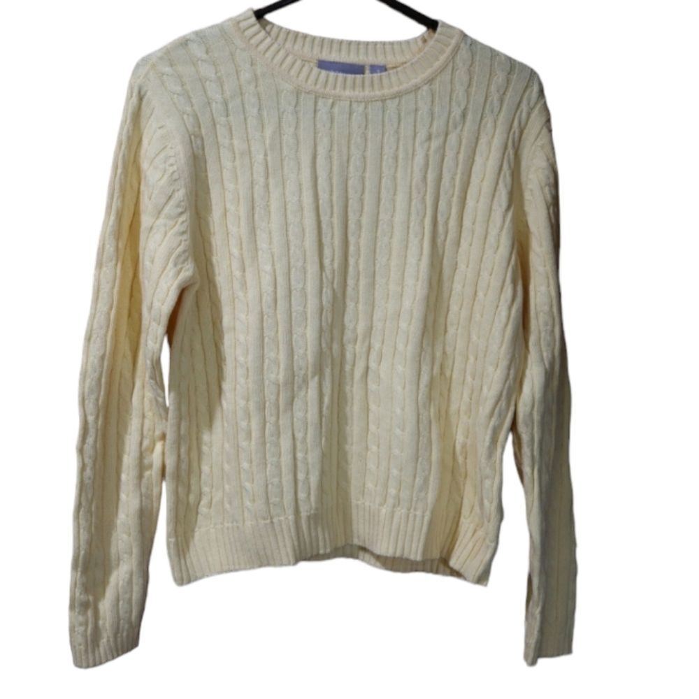 Croft & Barrow Bright Yellow Cheery Cable Knit Vintage Sweater Small